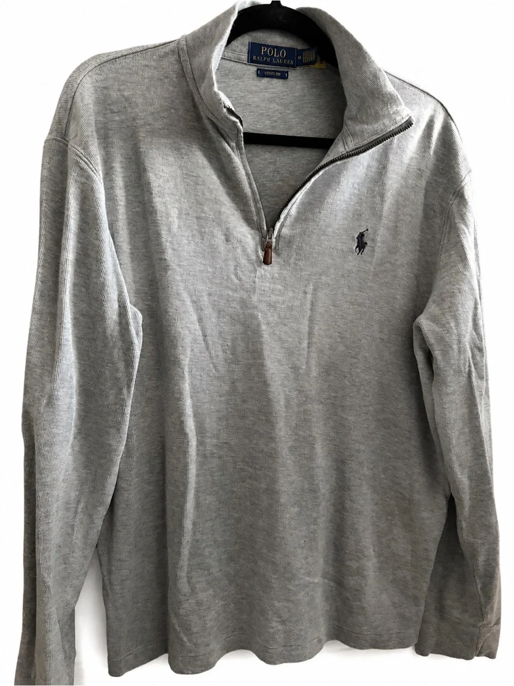 Polo Ralph Lauren Estate Rib Quarter-Zip Pullover Gray Men’s M